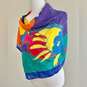 Bright colorful Tropical Fish Colorful Scarf Beach Ocean Graphic